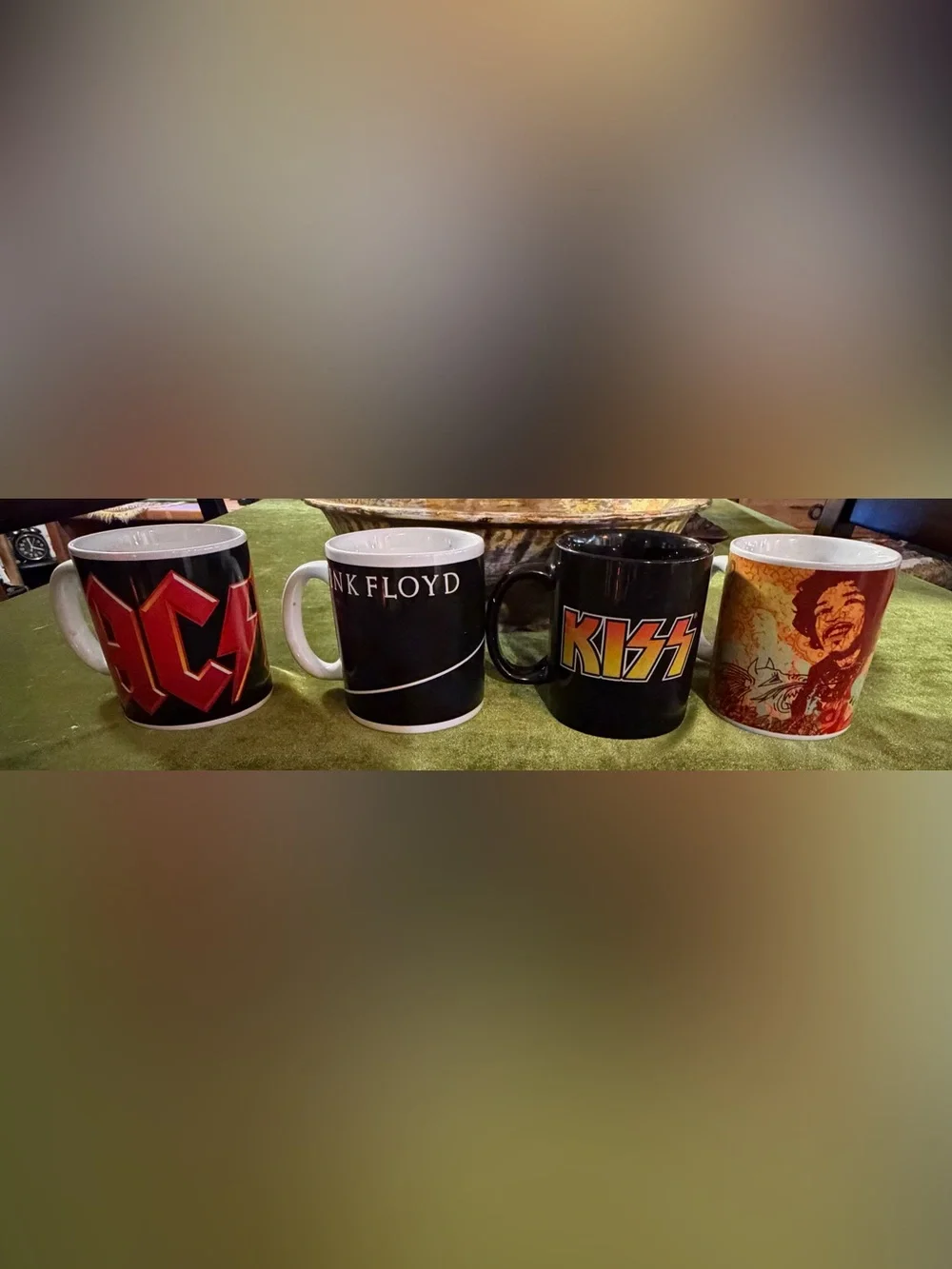 Retro Classic Rock Band Ceramic Coffee Mug Set of 4 • Excellent Cond.